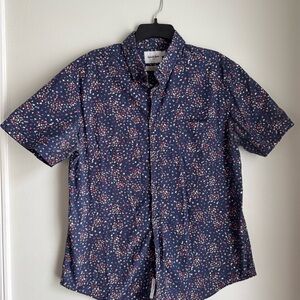Men's Blue Floral Button Down Shirt